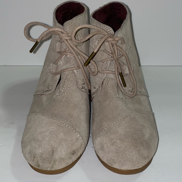 Toms Shoes Toms Cream Lace Up Booties With Wedge Heel Poshmark
